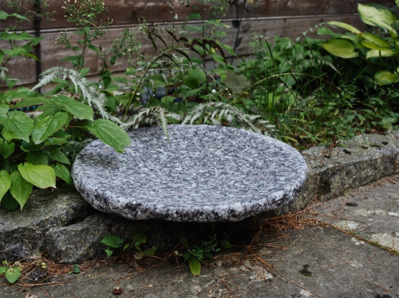 Deer Isle, Bethel White, and Moonlit Rose Granite Bird Baths Made in New Hampshire,  Three Different Sizes