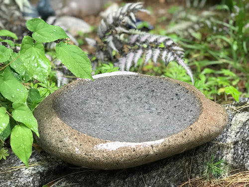 Larger Than Usual Handmade Natural Riverstone Birdbath - Dances With Stone